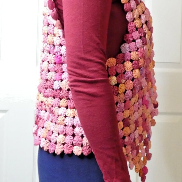 Bottle Cap Vest Size M Womens Sleeveless OOAK Handmade Pinks Retro - Picture 2 of 6